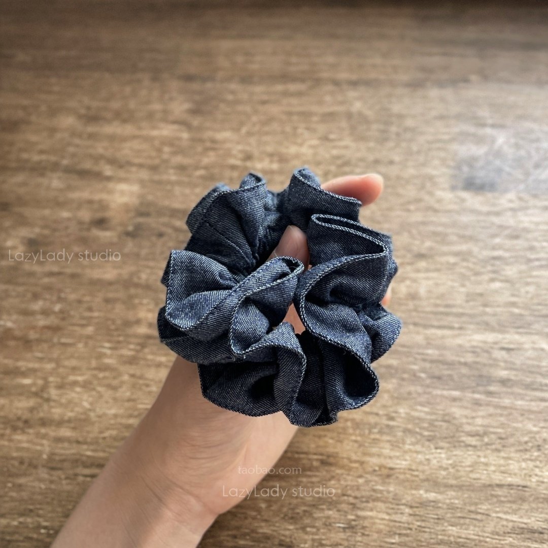 复古牛仔棉布小号头花 实用百搭简约花边褶皱发圈发绳马尾发饰,饰品/流行首饰/时尚饰品新,发饰,淘宝优惠券,粉丝福利购,淘宝优惠卷