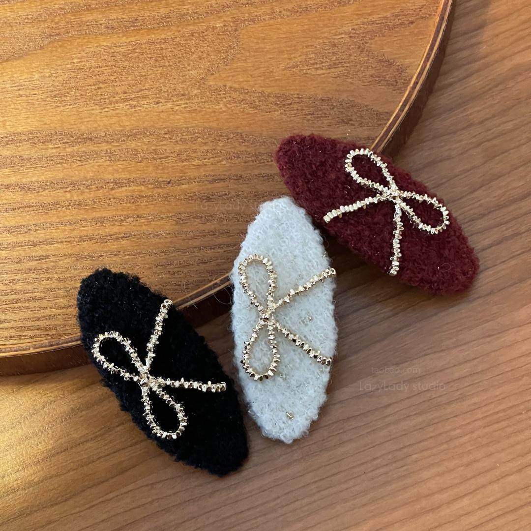 精致 秋冬简约可爱百搭蝴蝶结毛呢发夹侧边夹刘海马尾夹发饰女,饰品/流行首饰/时尚饰品新,发饰,淘宝优惠券,粉丝福利购,淘宝优惠卷