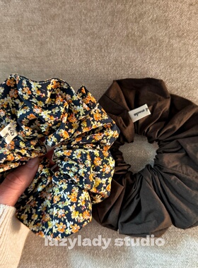 清！原16 布艺一片式复古小众发圈 温柔黄色氛围感发绳头花发饰女