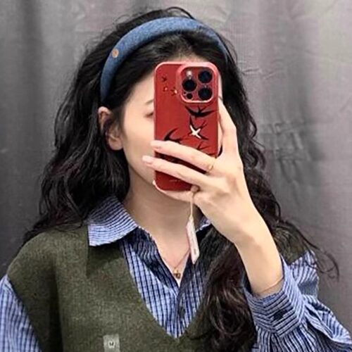 lazylady发箍牛仔深色蓝棉麻
