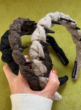 3色 针织麻花发箍女带齿防滑高颅顶头箍百搭复古发饰发卡