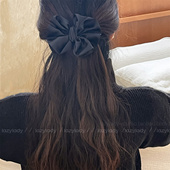 更要好品质 经典 基础款 褶皱蝴蝶结缎面盘发夹子弹簧夹发夹马尾夹