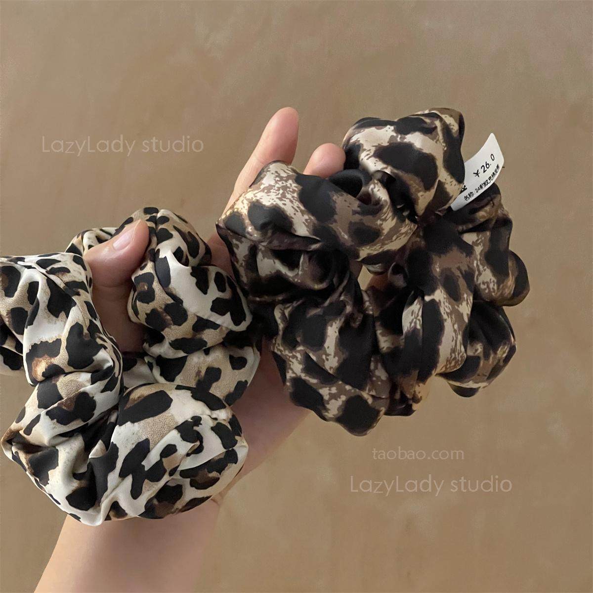 大肠发圈豹纹低马尾高级感