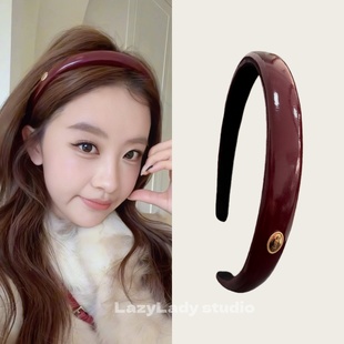 【藤姐同款】 复古红棕皮质发箍洋气高级感窄头箍外出百搭发饰女