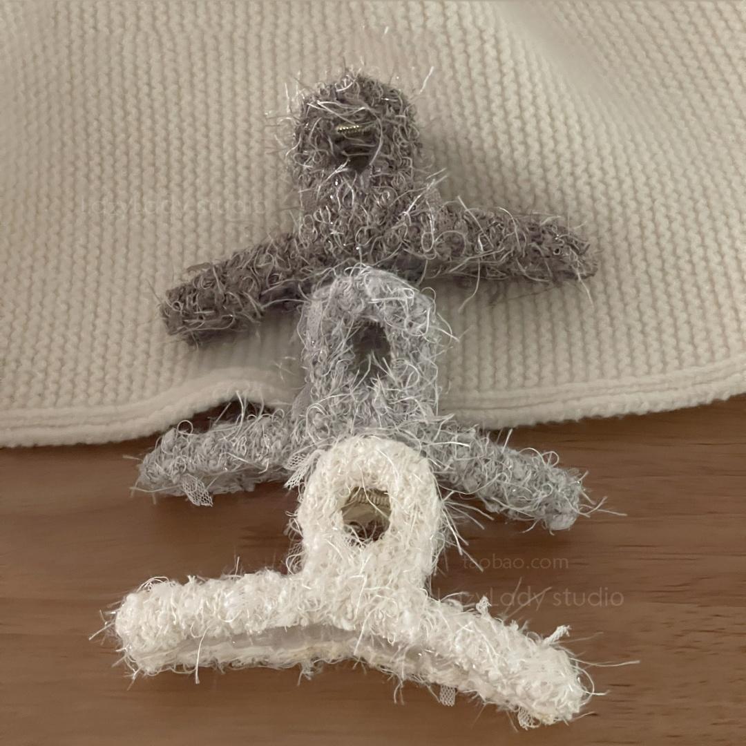 复古毛绒绒抓夹鲨鱼夹盘发饰