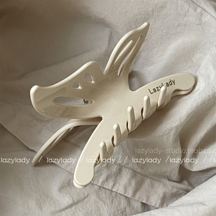 定制款 醋酸材质高货米色蝴蝶结鲨鱼抓夹奶油色半夹发抓ins风发夹