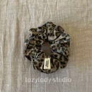 复古经典 丸子头高马尾慵懒随性发圈发绳发饰女 豹纹棉麻褶皱头花