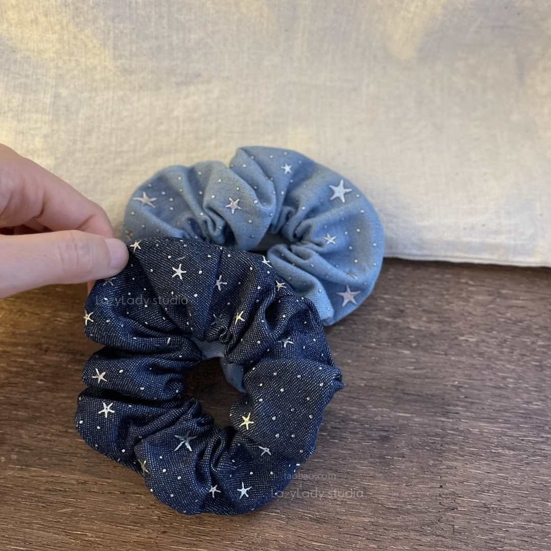 牛仔蓝 五角星大肠发圈发绳扎头发绳绑马尾皮筋布艺头花休闲发饰,饰品/流行首饰/时尚饰品新,发饰,淘宝优惠券,粉丝福利购,淘宝优惠卷
