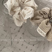 乡村感复古蕾丝头花vintage发绳女 美式 超软很舒服 米卡其色发圈