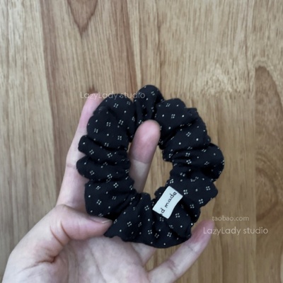 复古小众小肠圈 百搭实用褶皱棉麻头花 布艺四叶小发圈头绳女