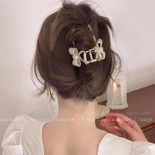 珠光感 波光粼粼又不张扬 醋酸蝴蝶结抓夹 精致鲨鱼夹发抓盘发夹