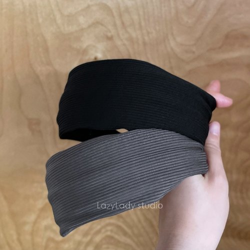 坑条宽版褶皱发箍复古高级质感布艺发箍简约百搭宽边头饰发卡