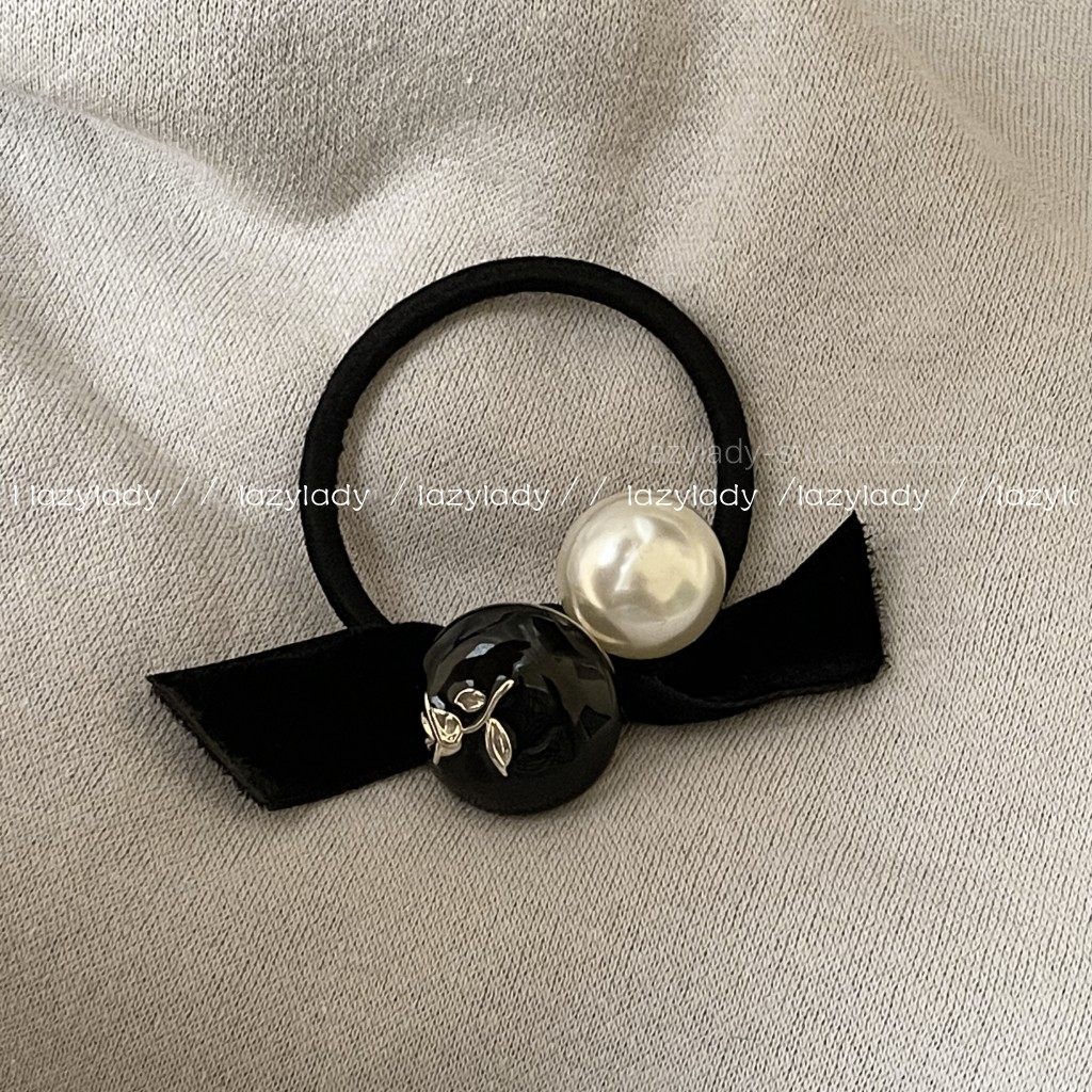 优雅小香风山茶花珍珠发绳女简约黑色百搭气质丝带高级感洋气头绳,饰品/流行首饰/时尚饰品新,发饰,淘宝优惠券,粉丝福利购,淘宝优惠卷