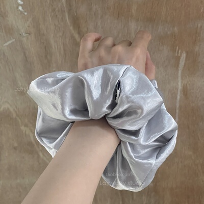 3色~缎面珠光感肠圈 丸子头马尾头花盘发头饰发圈素色简约发绳