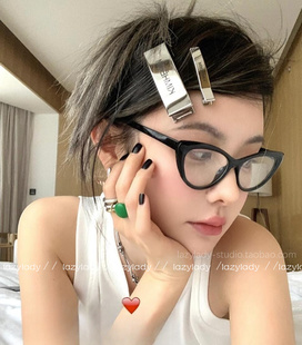 博主同款 ins风侧边夹碎发夹子女发卡 一对装 甜酷风银色字母发夹