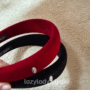 星夜细闪blingbling丝绒宽边发箍 小银标发饰外出头箍头窟发饰女