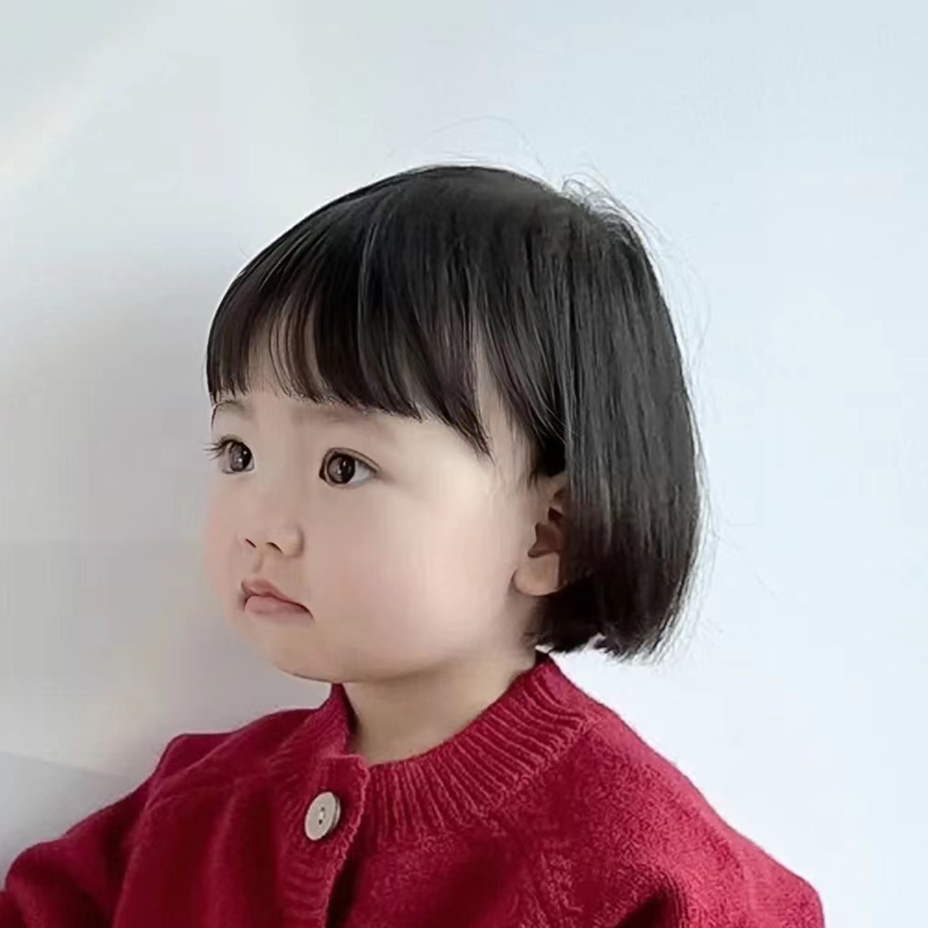 宝宝假发短发萌娃女宝儿童蓬松空气刘海洋气拍照可爱朵拉波波头套