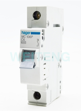 HAGER海格 MC106P 空气开关家用单相单极1P 小型断路器220V工业