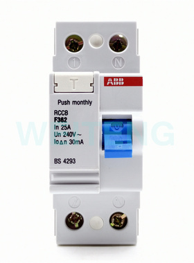 ABB RCCB F362-25A 漏电断路器2P 剩余电流保护单相240V 空开30mA