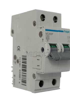 13年老店HAGER海格MC263P空气开关家用63A单相220V两极小型断路器