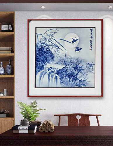 特价景德镇手绘青花瓷板画双清图