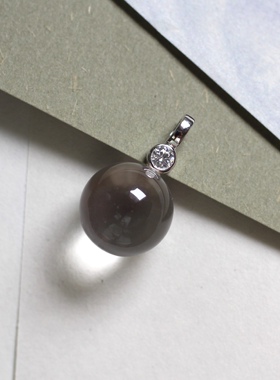 白夜明珠 S925银小灯泡16mm圆珠白水晶万能扣项链吊坠