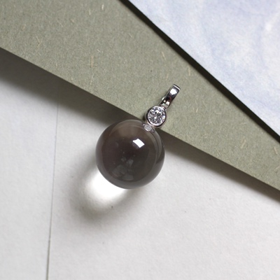 白夜明珠 S925银小灯泡16mm圆珠白水晶万能扣项链吊坠