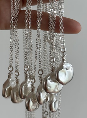 #饰品合辑# 莫兰迪手工凿面瓶子手工s925纯银异形瓶子毛衣项链