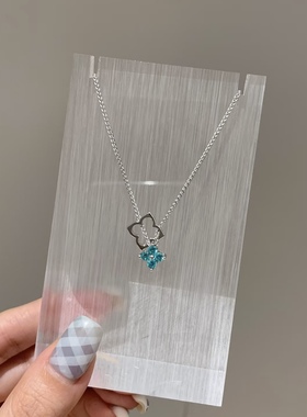 马代蓝四叶小花 · 项链 帕拉伊巴精致小巧百搭 s925通体纯银