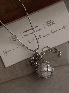 「捕梦网｜网兜项链」天然水晶珍珠钱袋子超重工编制s925银项链