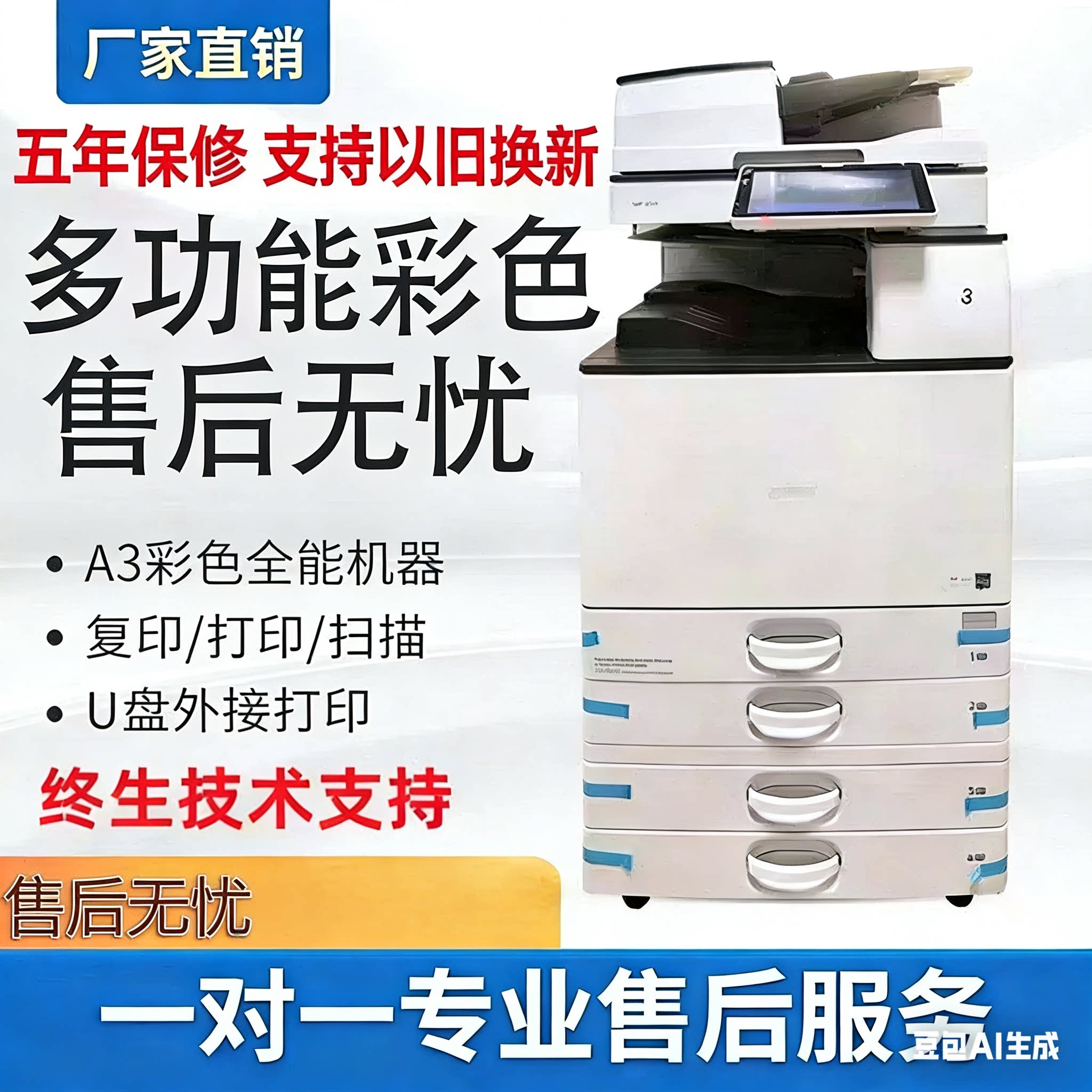 理光商用复印机打印机一体家用高速打印机a3彩色激光大型打印机