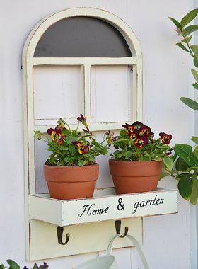 法式假窗壁挂收纳置物架墙壁阳台花园庭院咖啡厅杯子挂钩隔板置物