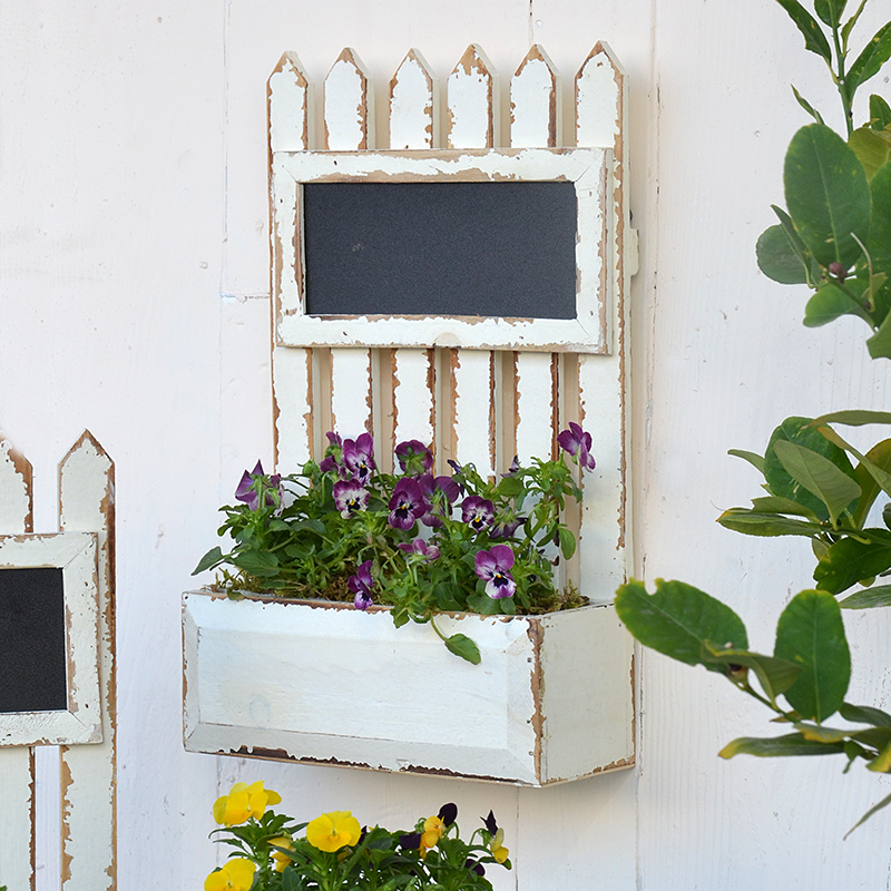 法式乡村复古做旧实木栅栏式花盆