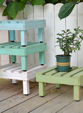 复古实木小花架阳台绿植植物花盆收纳架置物架花园庭院装饰小花凳
