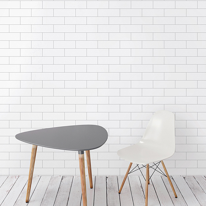 厨房自贴墙纸防水防油仿墙砖头灰色白色格子网红壁纸自粘欧式