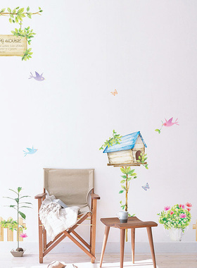 创意防水墙贴纸装饰画客厅电视墙背景墙贴画韩式田园幸福花园