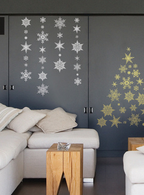 墙贴玻璃贴店铺橱窗门新年春节圣诞节装饰贴纸雪花无痕可移除