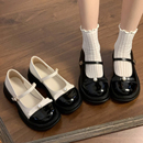 玛丽珍小皮鞋 新款 女2024夏季 法式 粗跟厚底配裙子英伦风蝴蝶结单鞋