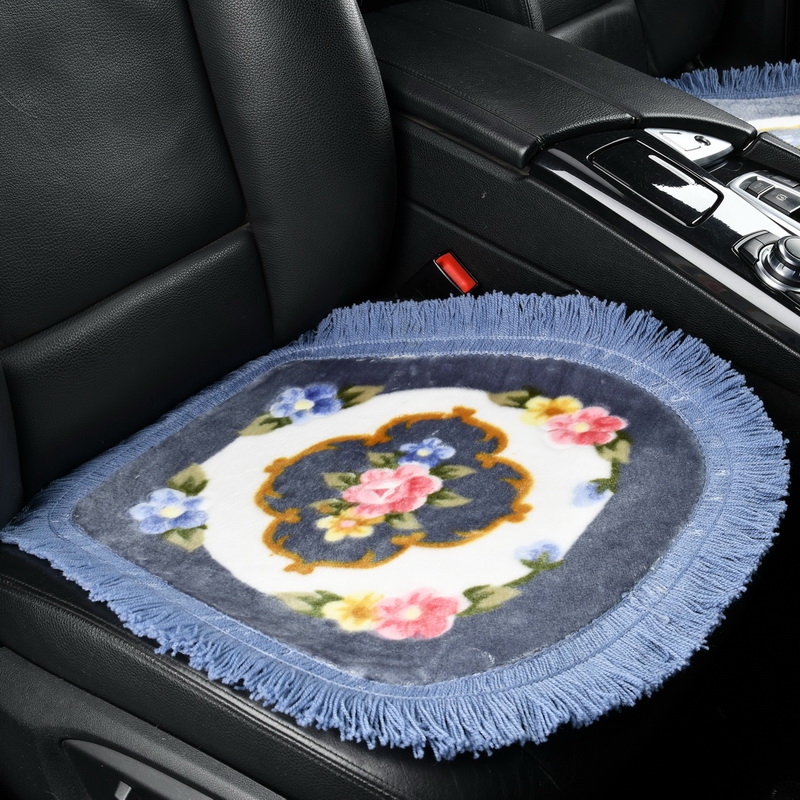 经典胶底防滑汽车坐垫毛绒三件套