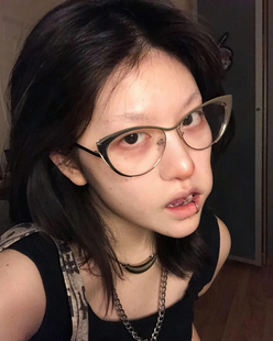 404 店金属上翘猫眼近视眼镜架配度数高度近视防蓝光素颜平光镜