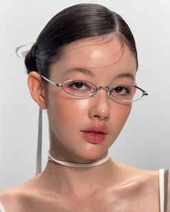 404 店复古小框椭圆金属近视眼镜架素颜平光镜框配度数斯文男女