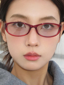 404 店复古90年代椭圆框时髦红色麻辣教师眼镜防蓝光配度数素颜