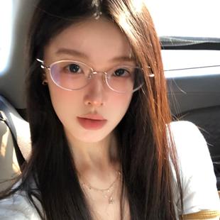 404 店超轻金属细边近视眼镜框女国风猫眼复古平光镜配2025年新