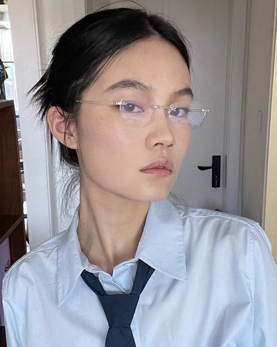 无框超轻11g方形禁欲斯文眼镜架