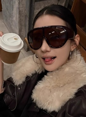 404的店大框遮脸茶色墨镜Y2K