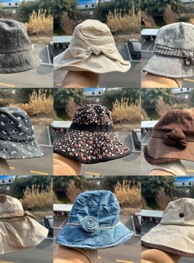 3S-69森系街头复古气质舒适百搭日系显脸小保暖渔夫帽慵懒风Z26-1