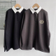 楼11A 卫衣学院风翻领POLO领加绒宽松休闲上衣H25 4秋冬款 长袖