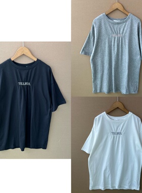 2C1-59夏季大码短袖T恤套头字母印花设计感宽松上衣休闲圆领Y25-9