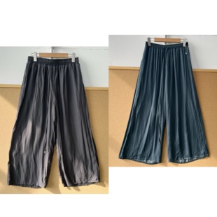 长裤 高腰舒适日常慵懒风J26 82简约松紧腰垂感显瘦遮肉薄款