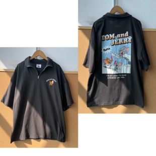 上衣J25 T恤减龄休闲舒适百搭中长款 18猫和老鼠印花短袖 2T1